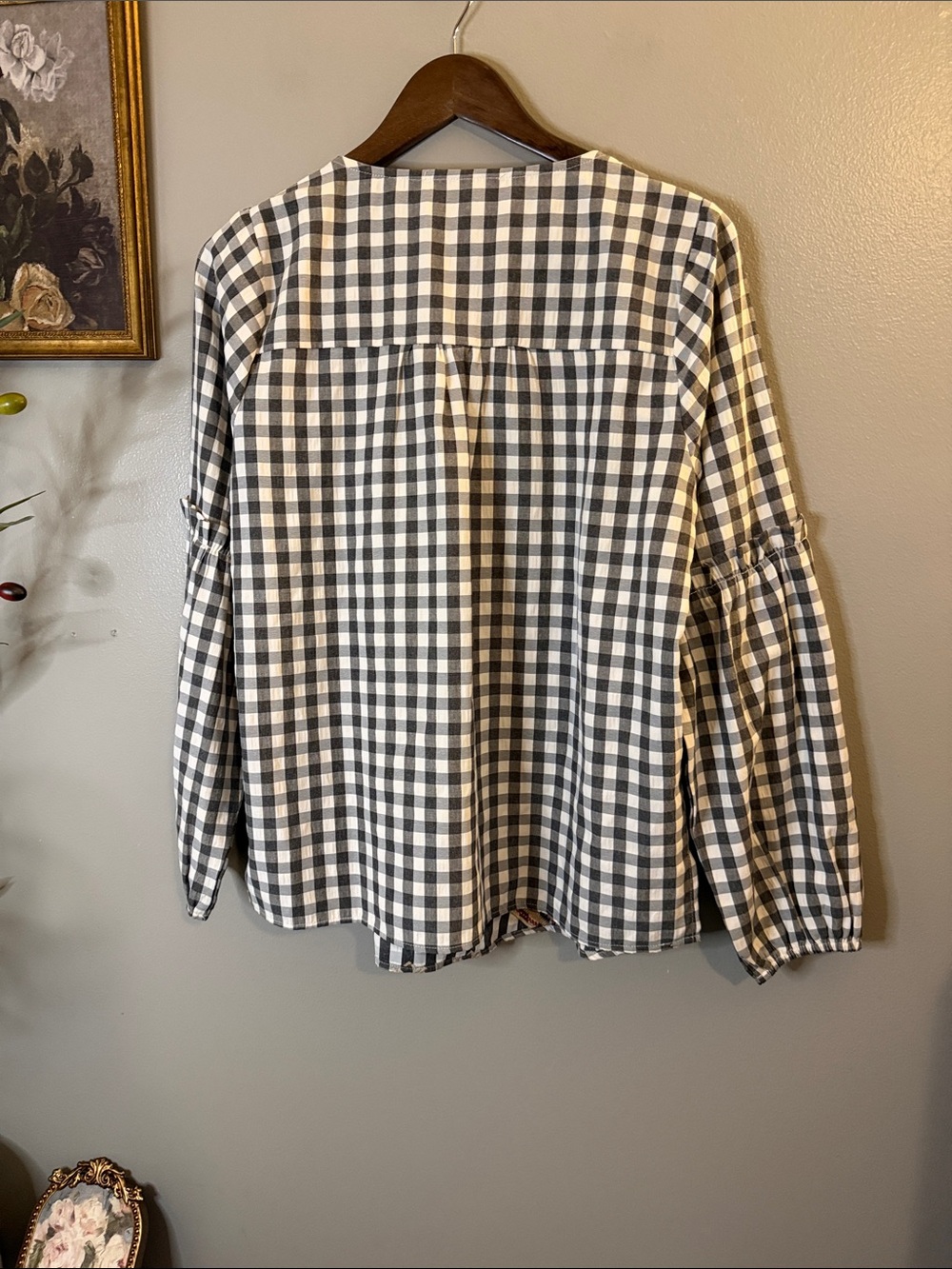 Savanna Jane Embroidered Buffalo Plaid Boho Peasant Top Medium Aztec Western M - Picture 9 of 9